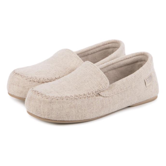 Isotoner® Ladies Textured Moccasin Slipper Light Brown Extra Image 1